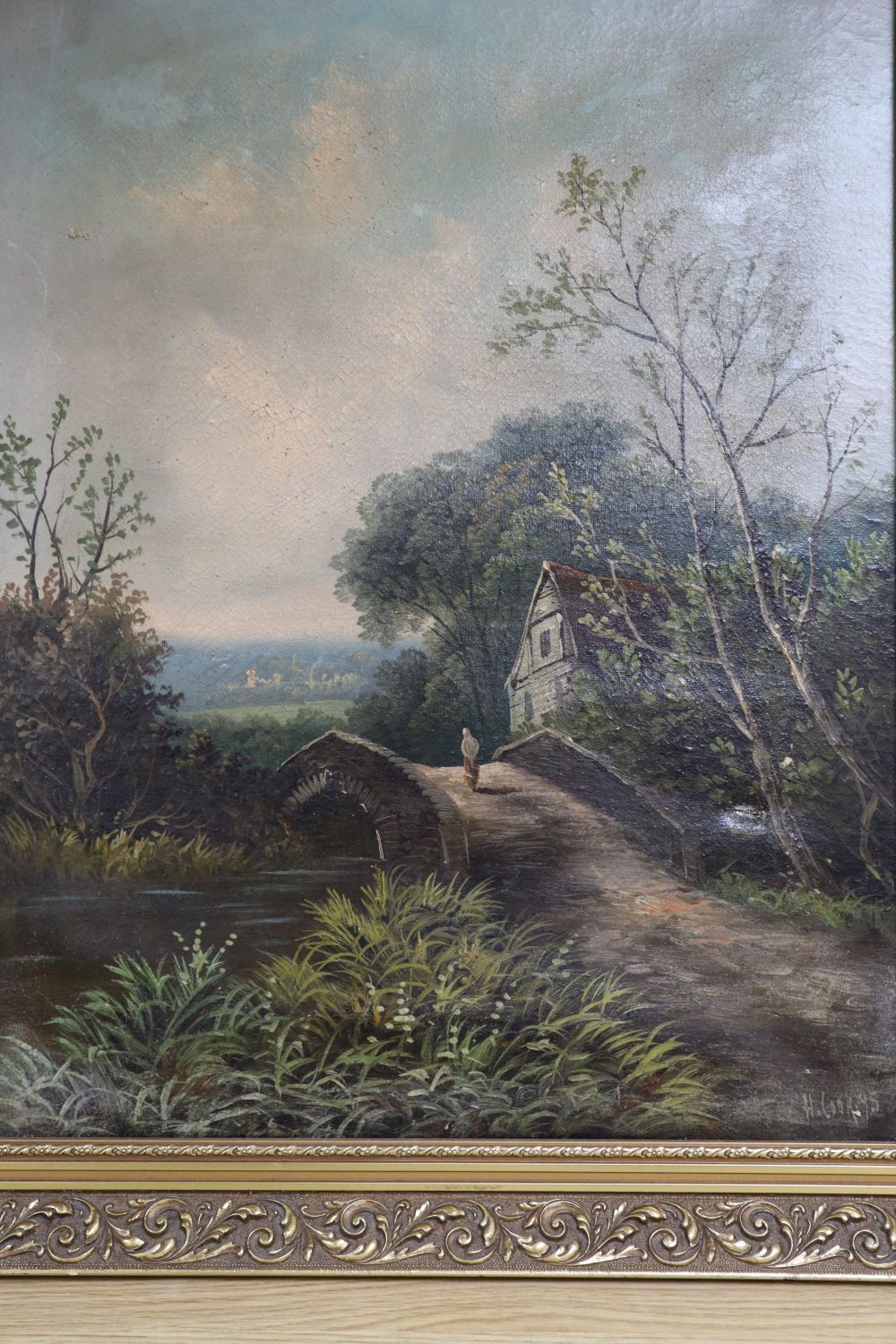 H. Cook, oil on canvas, Figure in a landscape, signed and dated 95, 49 x 39cm